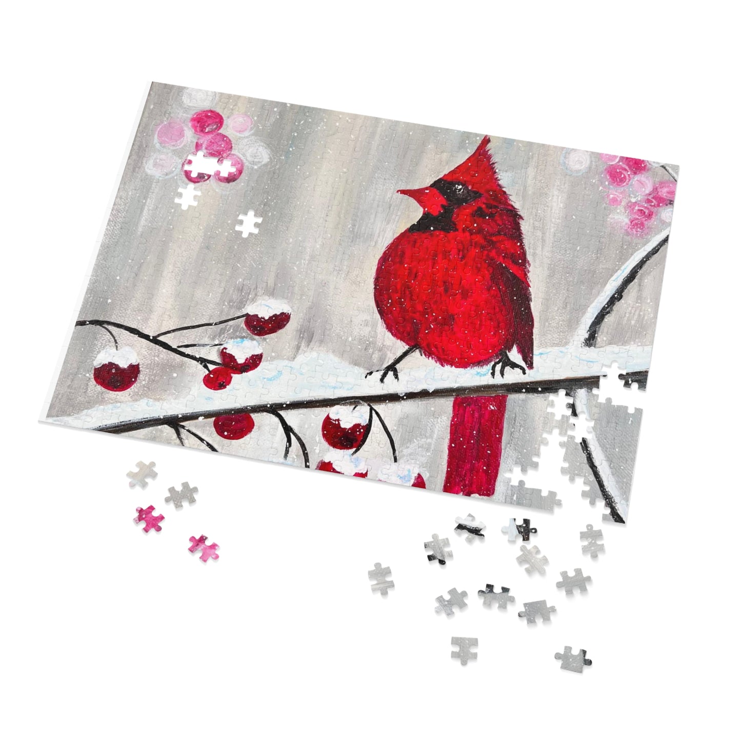 Winter Berry Cardinal Jigsaw Puzzle (30, 110, 252, 500,1000-Piece)