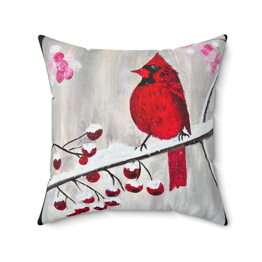 Winter Berry Cardinal Pillow