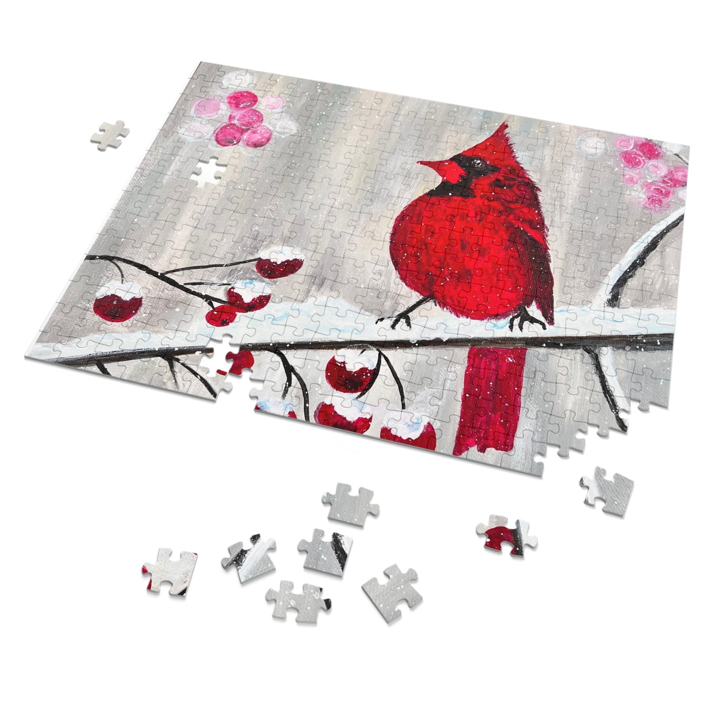 Winter Berry Cardinal Jigsaw Puzzle (30, 110, 252, 500,1000-Piece)