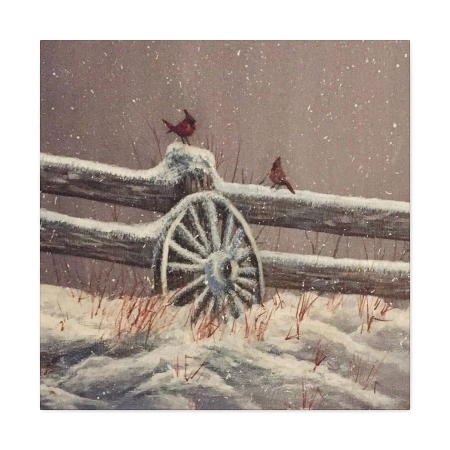 Winter Cardinals Painting